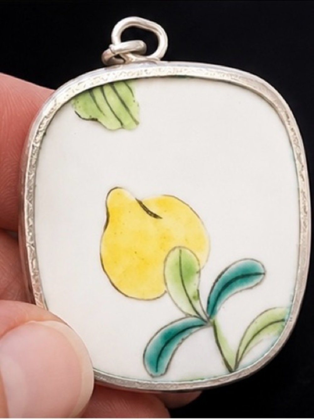 Vintage Handcrafted Broken China Pendant | Silver-Plated Artisan Jewelry
